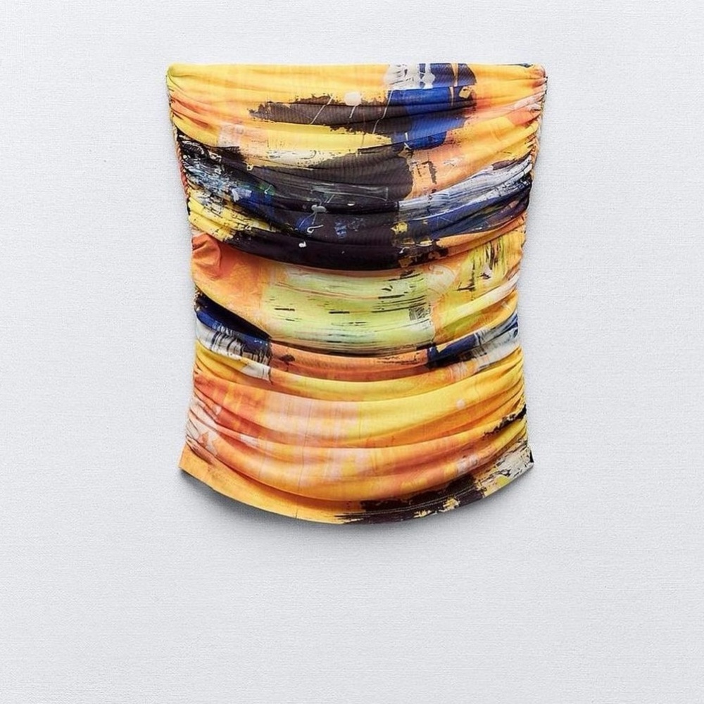 Zara strapless orange yellow top size small